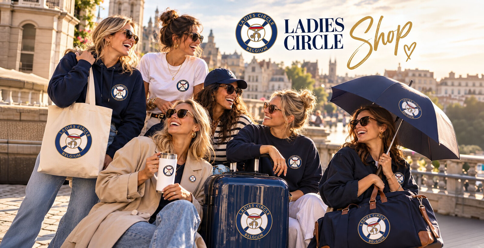 Ladies met kledij en accessoires uit de Ladies' Circle Shop