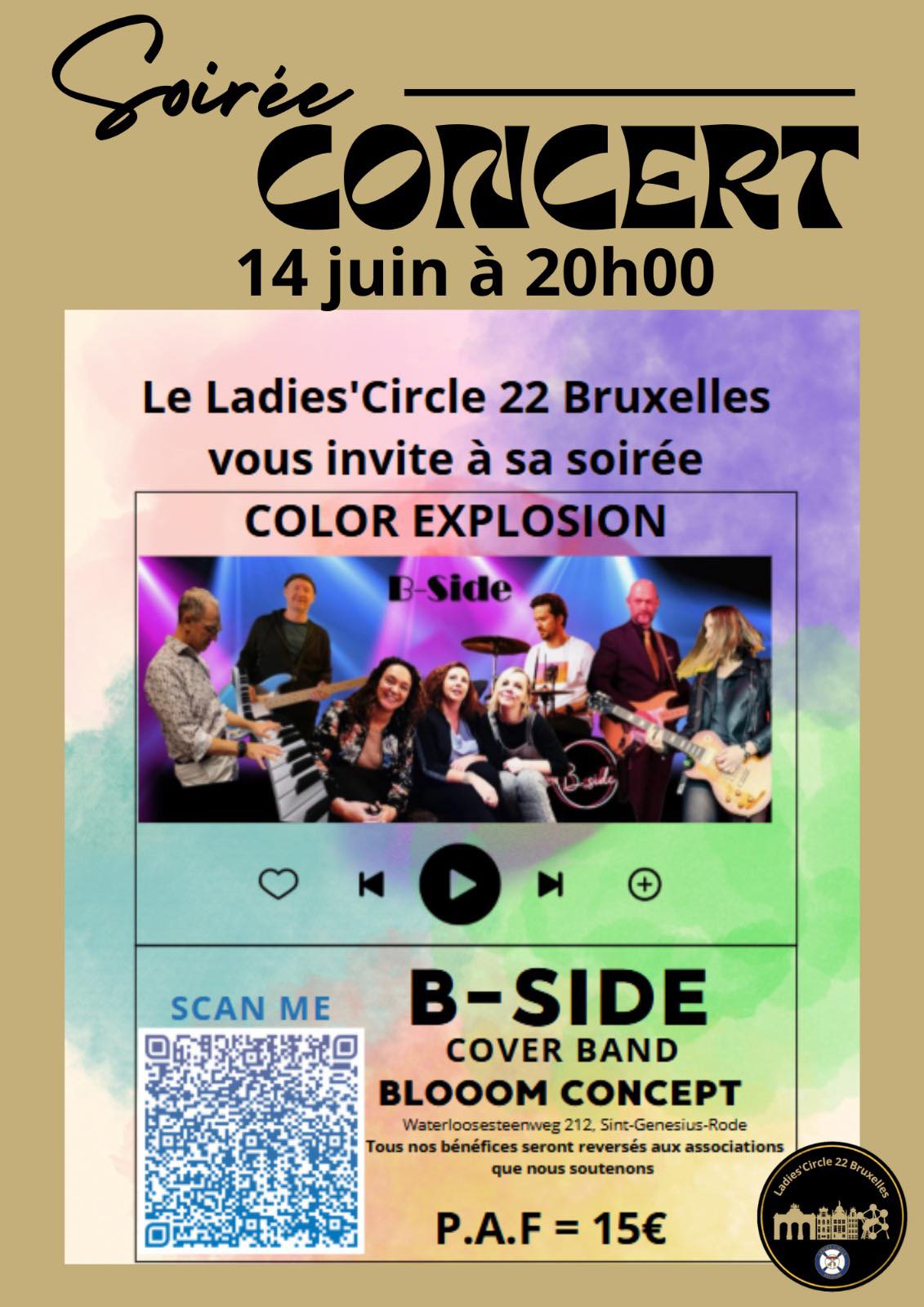 Affiche van de Soirée Concert van LC 22 Bruxelles