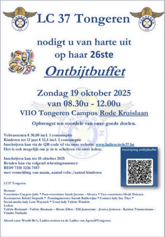 Affiche van het 26ste ontbijtbuffet van LC 37 Tongeren