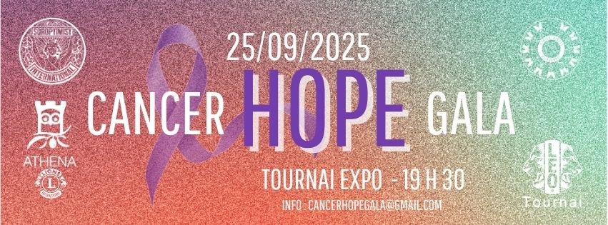 Banner van het Cancer Hope Gala in Tournai Expo