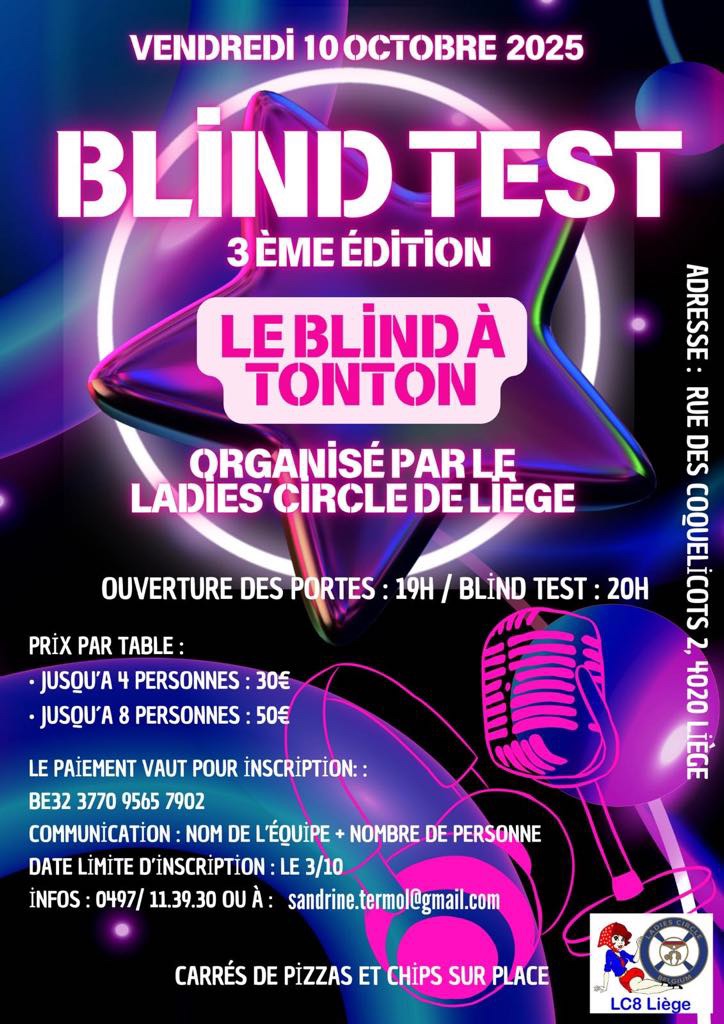 Affiche van de blind test van LC 8 Liège