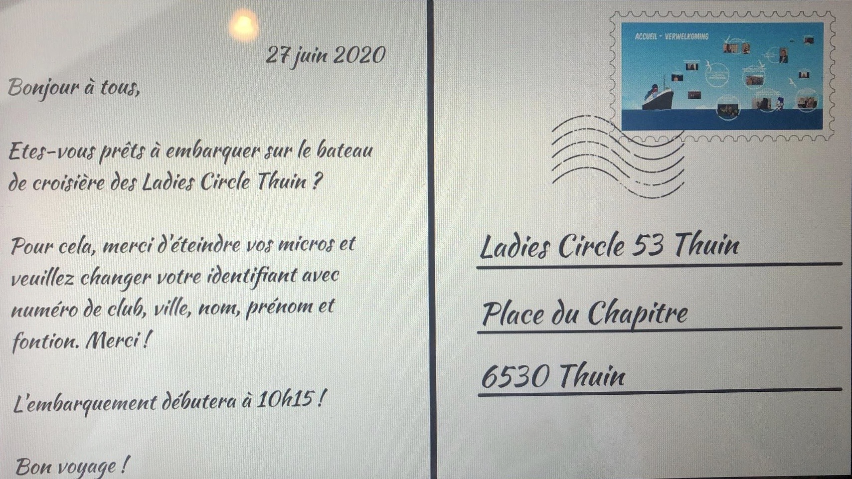 Invitation à la charte virtuelle du LC 53 Thuin