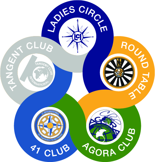 Het logo van de Round Table Family: Ladies’ Circle, Round Table, 41 Club, Agora Club en Tangent Club